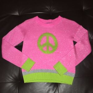 Pink & Green Peace Sign Sweater Basic Editions